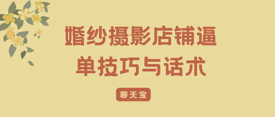 婚纱摄影店铺逼单技巧与话术