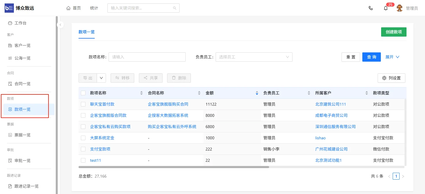 全景“款项一览”：掌控全局，应收尽收