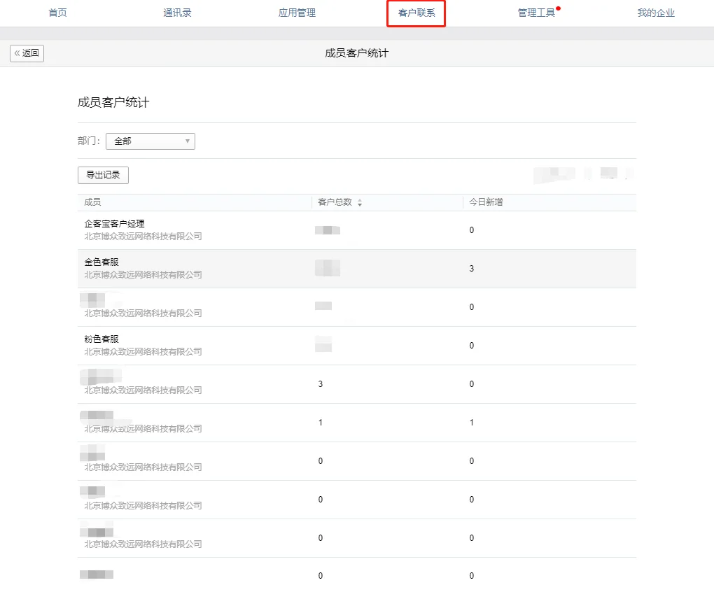 成员客户统计