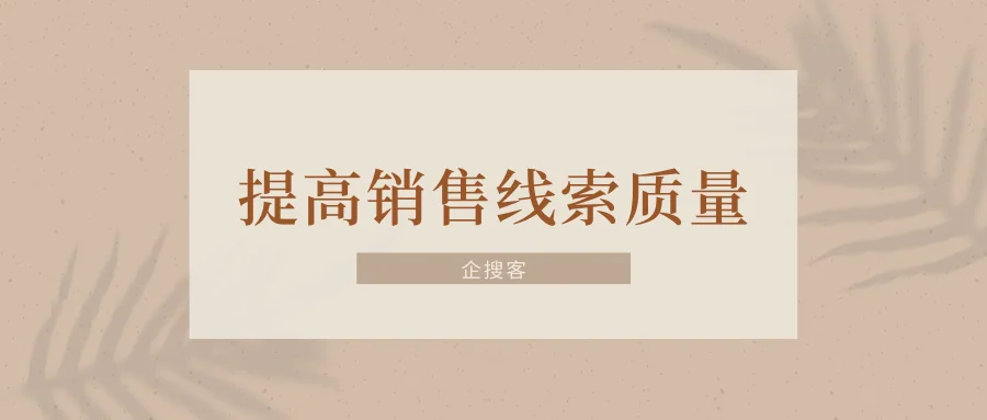 提高销售线索质量